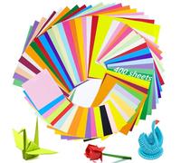Annyswit 400 Feuilles d'Origami 20 Couleurs Vives - Carrés de Papier 10x10, 15x15, 20x20cm Double Face pour Projets d'Artisanat en Famille DIY Noël
