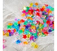 Annyswit 570 Perles Colorées en Forme d'Étoile et de Cœur avec 3 Rouleaux de Fil Élastique Cristal et des Ciseaux, Perles à Enfiler, Perles en Forme de Cœur pour Créations DIY, Colliers et Bracelets