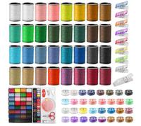 Annyswit 64 Rouleaux Fil à Coudre Couleur Couture Complet Kit avec 10 Clips Bobines de Fil Couture Premium Couture Accessoires pour Machine à Coudre Domestique ou Couture à la Main, Débutant ou Voyage