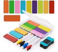 Annyswit 72 Pièces de Bandes Magnétiques Inscribibles Aimants avec Marqueur pour Tableau Blanc & Gommes 80x30mm Étiquettes Magnétiques à Inscrire pour Réfrigérateur Armoire Métallique Étagères Tableau