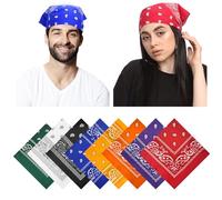 Annyswit 8/14 Bandana pour Homme & Femme 55 x 55 cm Paisley Foulard Bandanas 8/14 Couleurs au Choix Style Cowboy Multifonction Cyclisme Bandeau Écharpe Mouchoir Bandeau Polyvalent (8 couleurs)