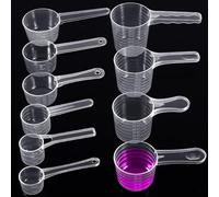Annyswit Ensemble de 10 Cuillères Doseuses Transparentes Annyswit avec Échelle 10 15 20 25 30 40 60 70 80 100ml Dosettes en Plastique Scoop Cuillère pour Cuisiner Pâtisser Lessive Créatine Protéine