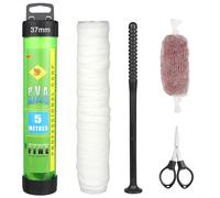 Annyswit Kit de Maille PVA de 5m avec Ciseaux Entonnoir et Système de Piston 18/25/37 mm Sacs PVA Accessoires de Pêche à la Carpe Sacs de Maille Fusion Rapide Recharge de Pêche pour appâts bouillettes