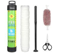 Annyswit Kit de Maille PVA de 5m avec Ciseaux Entonnoir et Système de Piston 18/25/37 mm Sacs PVA Accessoires de Pêche à la Carpe Sacs de Maille Fusion Rapide Recharge de Pêche pour appâts bouillettes