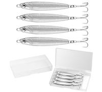 Annyswit Lot de 4 leurres en métal pour truite de mer avec hameçon triple - 20/30/40/60 g - Équipement de pêche en mer - Pour maquereau, morue, perche et mer (20 g x 4)