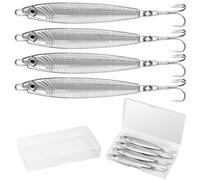 Annyswit Lot de 4 leurres en métal pour truite de mer avec hameçon triple - 20/30/40/60 g - Équipement de pêche en mer - Pour maquereau, morue, perche et mer (40 g x 4)