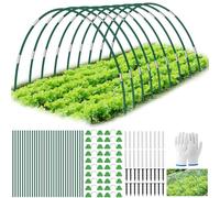ANOMM 30Pcs Arceau pour Serre Tunnel, Arceaux de Jardin d'Extérieur | avec 20 Clips, Tubes de Connexion et Piquets de Sol, Gant, Arceaux de Support Amovibles en Fibre de Verre pour Plantes