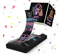 ANOMM Carte D'anniversaire avec Explosion Confettis, Carte D'anniversaire Pop-Up, Boîte Surprise Pliable, Carte de Vœux Explosion Happy Birthday, Boîte Mystère pour Enfants et Adultes