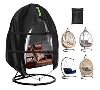 ANOMM Housse de Chaise Suspendue pour Patio en Forme d'œuf, 190 x 115cm | Imperméable Housse de Protection Fauteuil Suspendu avec Fermeture Éclair, Anti-UV Tissu Oxford 420D Bache Chaise Suspendue