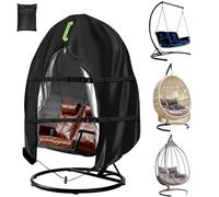 ANOMM Housse de Chaise Suspendue pour Patio en Forme d'œuf, 230 x 200cm | Imperméable Housse de Protection Fauteuil Suspendu avec Fermeture Éclair, Anti-UV Tissu Oxford 210D Bache Chaise Suspendue