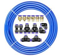 ANOMM Kit de Tube de Tuyau d'Air en Polyuréthane, 10m PU Tuyau Pneumatique, 8mm OD x 5mm ID, avec 14 Kits de Connecteur, Bleu
