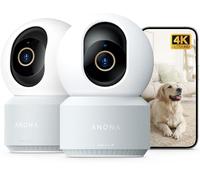 Anona 4K(8MP) Caméra Surveillance WiFi Intérieur, 360° Suivi Auto, Sécurité Bébé/Chien/Animaux avec App, WiFi 6 Bi-Bande 2,4/5GHz, Détection IA Humaine/Pleurs, Mode Privé, Audio 2-Voies, Lot de 2