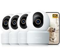 Anona 4K(8MP) Caméra Surveillance WiFi Intérieur, 360° Suivi Auto, Sécurité Bébé/Chien/Animaux avec App, WiFi 6 Bi-Bande 2,4/5GHz, Détection IA Humaine/Pleurs, Mode Privé, Audio 2-Voies, Lot de 4