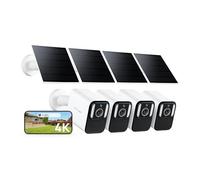 Anona Aurora 4K(8MP) Caméra Surveillance WiFi Exterieure sans Fil Solaire, Vision Nocturne Couleur, Enregistrement AOV 24/7, Batterie 10000mAh, 32 Go Local sans Frais, Détection IA, IP67, Lot de 4