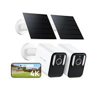 Anona Aurora 4K(8MP) Caméra Surveillance WiFi Exterieure sans Fil Solaire, Vision Nocturne Couleur, Enregistrement AOV 24/7, Batterie 10000mAh, 32 Go Local sans Frais, Détection IA, IP67, Lot de 2