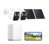 Anona Caméra Surveillance WiFi Exterieure sans Fil avec Système SmartBase, Kit 2 Caméras 8MP, Vision Nocturne Couleur, Enregistrement AOV 24/7, Alimenté Énergie Solaire, Détection IA, IP67