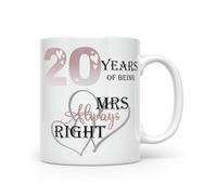 Anonymous Gifting Tasses d'anniversaire pour Mr Right et Mrs Always Right - 20e anniversaire de platine