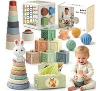 Anook Jouet Bebe 6 Mois, Jeux d’Éveil Bebe 6-12 Mois,6 en 1 Jeux Montessori | Jeux Sensoriel Bebe avec Jouets à Empiler,Boîte à Mouchoirs,Trieur de Formes,Balles Sensorielle Bebe, Cadeau Bébé 6-12 Mois