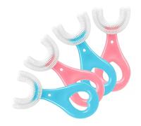 ANOOVV 4 Pack U Shaped Toothbrush Kids, Kids Toothbrushes Soft Silicone Brush Head Whole Mouth Toothbrush with Handle 360 ° Oral Teeth Cleaning Design for Toddler Toothbrush Age 2-6