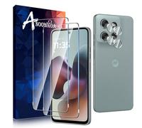Anoowkoa Verre Trempé Motorola Moto G56 Transparent Film Protection Écran avec Caméra Arrière Protecteur sans Bulles, 2+2 Pièces Facile à Installer