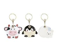 Anopo Coffret de 3 Etuis en Cuir PU Compatible avec AirTag avec Anneau Métallique Housse de Protection pour Traqueur GPS Clés Portefeuille et Bagages Vache+Manchout+Ours