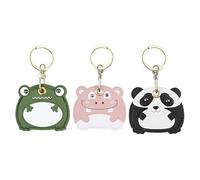 Anopo Coffret de 3 Etuis en Cuir PU Compatible avec AirTag avec Anneau Métallique Housse de Protection pour Traqueur GPS Clés Portefeuille et Bagages Grenouille+Hippopotame+Panda