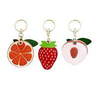 Anopo Coffret de 3 Etuis en Cuir PU Compatible avec AirTag avec Anneau Métallique Housse de Protection pour Traqueur GPS Clés Portefeuille et Bagages Orange+Fraise+Pêche