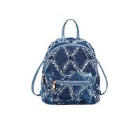 Anopo Femme Petit Denim Seau Porte-monnaie Tie-dyeing Matelassé Déchiré Sacs portés Épaule Jeans Sac à Bandoulière Taille Dos
