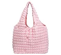 Anopo Femmes Matelassé Sac Fourre-tout Boho Sac à Main Bouffant Rembourré Gibecière avec Nuage Bulle Concevoir Mou Léger Rose