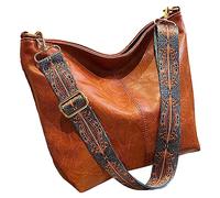 Anopo PU Lether Sacs à Bandoulière pour Femmes avec Réglable Guitare Courroie Millésime Sac Fourre-tout Clochard Porte-monnaie Végétalien Sac à Main Marron