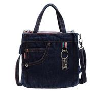Anopo Sac à Main en Denim Lavé Uni pour Femmes Petit Sac Bandoulière Épaule Jeans Porte-monnaie Bleu Foncé