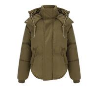 Anorak Femme Hiver Doudoune Femme Avec Fourrure Manteau En Coton à Col Montant Pour Femmes Couleur Unie Slim Petit Chignon Manteau En Coton Cape Capuche Fourrure Doudoune Longue Khaki L