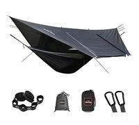 AnorTrek Camping Hammock avec moustiquaire et bâche de Pluie, hamac Double Portable avec Deux Sangles d'arbre, hamac en Nylon 210T et Ensemble bâche imperméable pour la randonnée, Le Camping