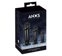 ANOS Kit d'entraînement pour plug anal 3 pièces faux pénis réaliste Noir Taille unique