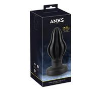 ANOS - plug anal nervuré - silicone doux noir 7cm