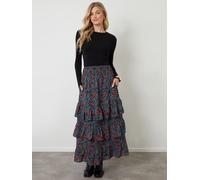 Another Sunday Another Sunday Black Ditsy Floral Tiered Maxi Skirt Black EU 44 (UK 16)