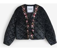 Another Sunday Another Sunday Black Quilted Velvet Floral Embroidered Jacket