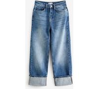 Another Sunday Another Sunday Blue Mid Wash Barrel Leg Roll Up Hem Denim Jeans