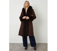 Another Sunday Another Sunday Brown Faux Suede Fur Trim Coat