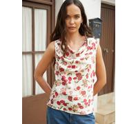 Another Sunday Another Sunday Cream/Red Satin Sleeveless Cowl Cami Top