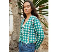 Another Sunday Another Sunday Green Geo Floral Print Reversible Quilted Jacket