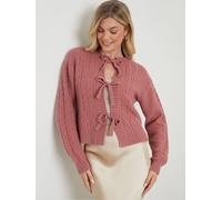 Another Sunday Another Sunday Pink Cable Knit Tie Front Cardigan