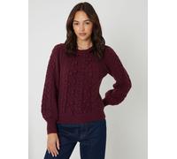 Another Sunday Another Sunday Red Bobble Cable Knit Crew Neck Jumper