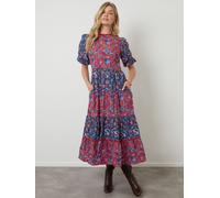 Another Sunday Another Sunday Red Poplin Short Puff Sleeve Tiered Smock Midi Dress Red EU 46 (UK 18)