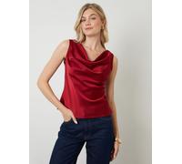 Another Sunday Another Sunday Red Satin Sleeveless Cowl Cami Top