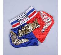 Anotherboxer Boxe Muay Thai Unisexe Short Respirant pour entraînement MMA et compétition (XL Bleu + Rouge)