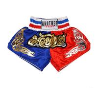 Anotherboxer Short de boxe respirant en polyester mélangé pour Muay Thai, MMA, kickboxing, combat et usage de vie actif (taille M, bleu + rouge)