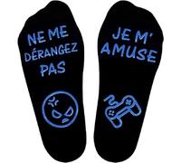 ANOTION Chaussettes De Jeu, Amusantes Ne Me DÉrangez Pas Je M'amuse Fantaisie En Coton Cheville Gamer Antidérapantes Pour La Maison Cadeau Game sock, Noir, Taille unique, (GamesockFr)