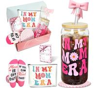 ANOTION In My Mom Era Coffret cadeau d'anniversaire pour mère, tasse à café glacée avec paille, cadeau pour nouvelle maman, fête des mères, gobelet en verre pour maman