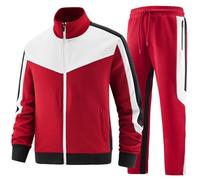 ANOTWENER Survêtement décontracté 2 pièces pour homme, avec pantalon et veste à manches longues et fermeture éclair intégrale, 3X-Large